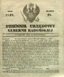 Dziennik Urzędowy Gubernii Radomskiej, 1848, nr 18