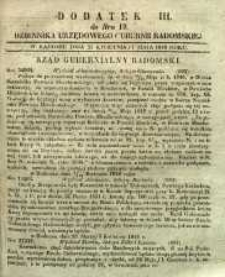 Dziennik Urzędowy Gubernii Radomskiej, 1848, nr 19, dod. III