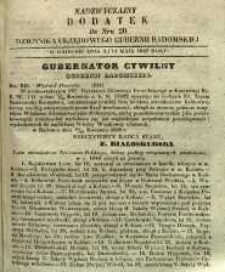 Dziennik Urzędowy Gubernii Radomskiej, 1848, nr 20, dod. nadzwyczajny