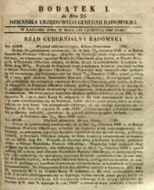 Dziennik Urzędowy Gubernii Radomskiej, 1848, nr 24, dod. I