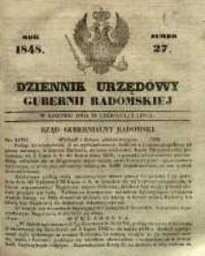 Dziennik Urzędowy Gubernii Radomskiej, 1848, nr 27