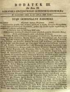 Dziennik Urzędowy Gubernii Radomskiej, 1848, nr 29, dod. III