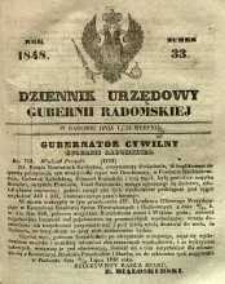 Dziennik Urzędowy Gubernii Radomskiej, 1848, nr 33
