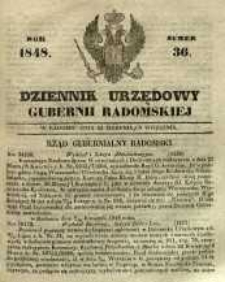 Dziennik Urzędowy Gubernii Radomskiej, 1848, nr 36
