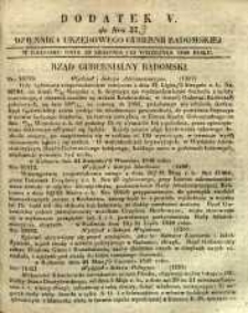 Dziennik Urzędowy Gubernii Radomskiej, 1848, nr 37, dod. V