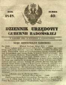 Dziennik Urzędowy Gubernii Radomskiej, 1848, nr 40