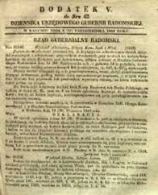 Dziennik Urzędowy Gubernii Radomskiej, 1848, nr 42, dod. V