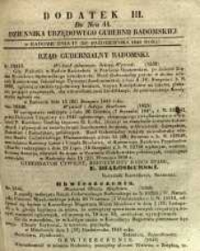 Dziennik Urzędowy Gubernii Radomskiej, 1848, nr 44, dod. III