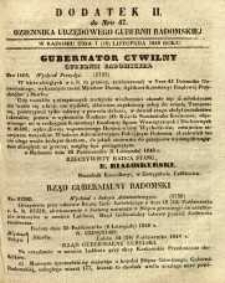 Dziennik Urzędowy Gubernii Radomskiej, 1848, nr 47, dod. II
