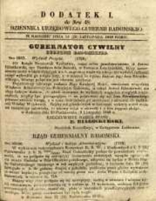 Dziennik Urzędowy Gubernii Radomskiej, 1848, nr 48, dod. I