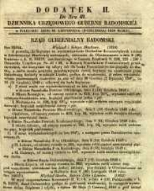 Dziennik Urzędowy Gubernii Radomskiej, 1848, nr 49, dod. II