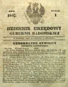 Dziennik Urzędowy Gubernii Radomskiej, 1849, nr 1
