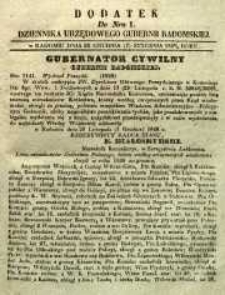 Dziennik Urzędowy Gubernii Radomskiej, 1849, nr 1, dod.
