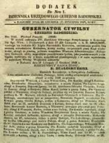 Dziennik Urzędowy Gubernii Radomskiej, 1849, nr 1, dod.