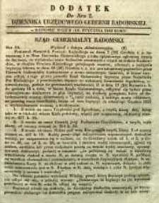 Dziennik Urzędowy Gubernii Radomskiej, 1849, nr 2, dod.