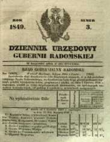 Dziennik Urzędowy Gubernii Radomskiej, 1849, nr 3