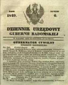 Dziennik Urzędowy Gubernii Radomskiej, 1849, nr 6