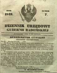 Dziennik Urzędowy Gubernii Radomskiej, 1849, nr 7