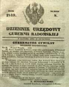 Dziennik Urzędowy Gubernii Radomskiej, 1849, nr 8