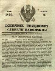 Dziennik Urzędowy Gubernii Radomskiej, 1849, nr 9