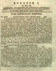 Dziennik Urzędowy Gubernii Radomskiej, 1849, nr 12, dod. I