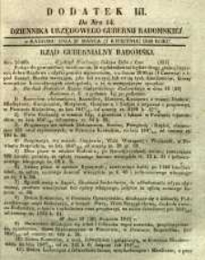 Dziennik Urzędowy Gubernii Radomskiej, 1849, nr 14, dod. III