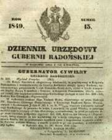Dziennik Urzędowy Gubernii Radomskiej, 1849, nr 15