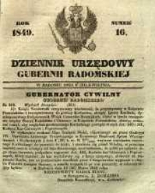 Dziennik Urzędowy Gubernii Radomskiej, 1849, nr 16