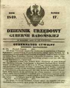 Dziennik Urzędowy Gubernii Radomskiej, 1849, nr 17