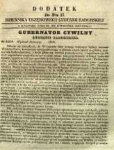 Dziennik Urzędowy Gubernii Radomskiej, 1849, nr 17, dod.