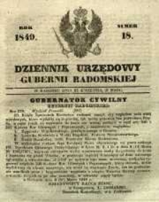 Dziennik Urzędowy Gubernii Radomskiej, 1849, nr 18