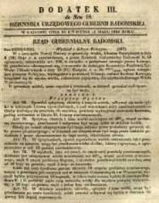 Dziennik Urzędowy Gubernii Radomskiej, 1849, nr 18, dod. III