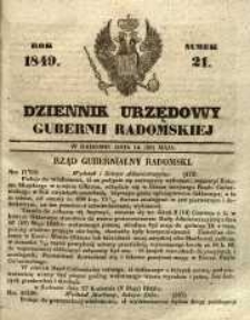 Dziennik Urzędowy Gubernii Radomskiej, 1849, nr 21