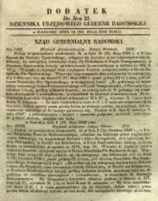 Dziennik Urzędowy Gubernii Radomskiej, 1849, nr 21, dod.