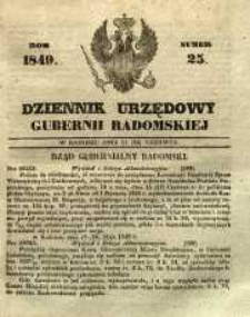 Dziennik Urzędowy Gubernii Radomskiej, 1849, nr 25