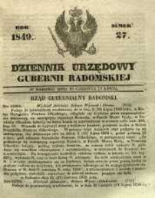 Dziennik Urzędowy Gubernii Radomskiej, 1849, nr 27