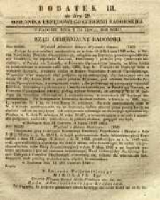 Dziennik Urzędowy Gubernii Radomskiej, 1849, nr 28, dod. III