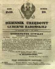 Dziennik Urzędowy Gubernii Radomskiej, 1849, nr 29