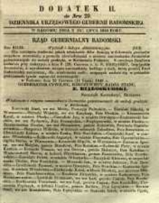 Dziennik Urzędowy Gubernii Radomskiej, 1849, nr 29, dod. II