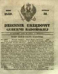 Dziennik Urzędowy Gubernii Radomskiej, 1849, nr 31