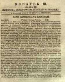 Dziennik Urzędowy Gubernii Radomskiej, 1849, nr 33, dod. III