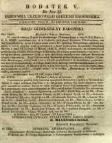 Dziennik Urzędowy Gubernii Radomskiej, 1849, nr 33, dod. V