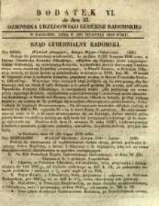 Dziennik Urzędowy Gubernii Radomskiej, 1849, nr 33, dod. VI
