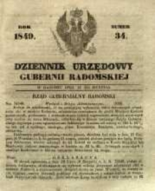 Dziennik Urzędowy Gubernii Radomskiej, 1849, nr 34