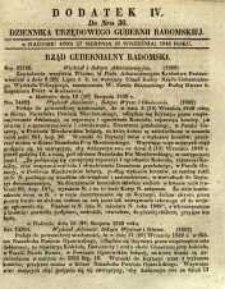 Dziennik Urzędowy Gubernii Radomskiej, 1849, nr 36, dod. IV