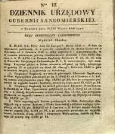 Dziennik Urzędowy Gubernii Sandomierskiej, 1840, nr 12