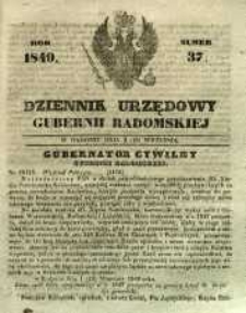 Dziennik Urzędowy Gubernii Radomskiej, 1849, nr 37