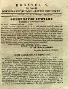 Dziennik Urzędowy Gubernii Radomskiej, 1849, nr 39, dod. V
