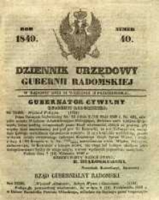 Dziennik Urzędowy Gubernii Radomskiej, 1849, nr 40