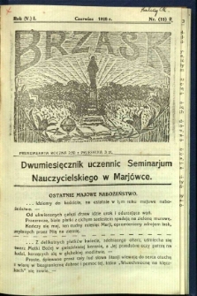 Brzask: Dwumiesięcznik uczennic Seminarium Nauczycielskiego w Mari&oacute;wce, 1928, R. (5) 1, nr (18) 2